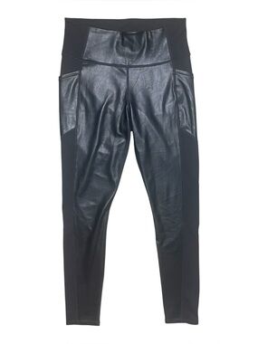 Athleta black faux leather front leggings M